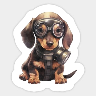 Dachshund Dog Wearing Gas Mask Sticker